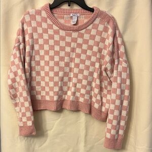 Rue21 Pink and Cream Checkered Sweater